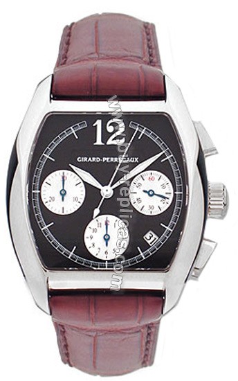 Girard Perregaux Richeville 18kt White Gold Brown Leather Mens Watch 27650-0-53-6151