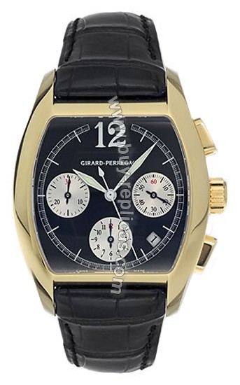 Girard Perregaux Richeville 18kt Yellow Gold Black Crocodile Mens Watch 27650-0-51-6151