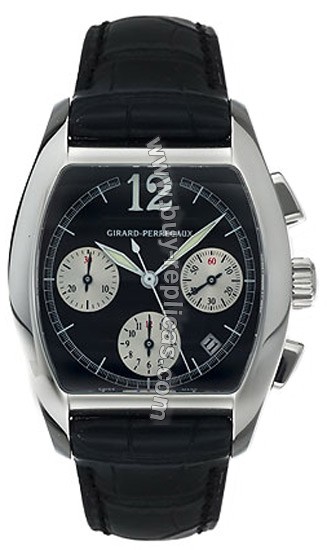 Girard Perregaux Richeville Stainless Steel Black Leather Mens Watch 27650-0-11-6151