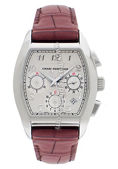 Girard Perregaux Richeville Stainless Steel Brown Leather Mens Watch 27650-0-11-1871