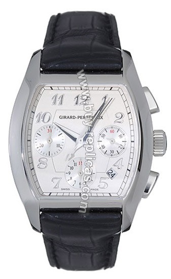 Girard Perregaux Richeville Stainless Steel Black Leather Mens Watch 27650-0-11-1151C