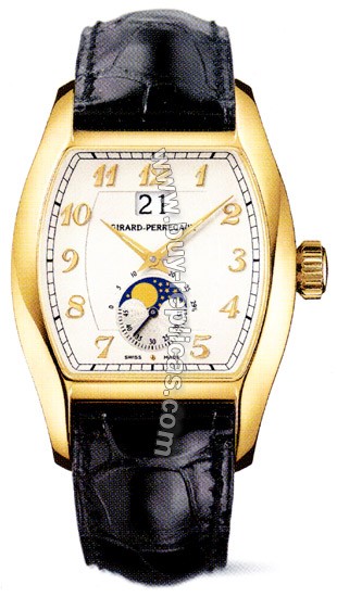 Girard Perragaux Richeville 18kt Yellow Gold Black Leather Mens Watch 27600.0.51.1151