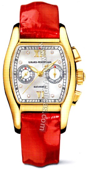 Girard Perragaux Richeville Diamond 18kt Yellow Gold Brown Leather Ladies Watch 26500.0.51.72M7