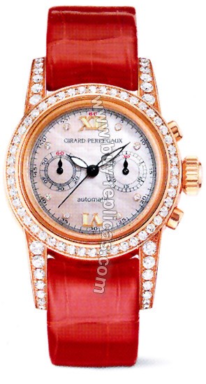 Girard Perragaux Collection Lady Diamond 18kt Rose Gold Brown Leather Ladies Watch 08046.0.52.92M9