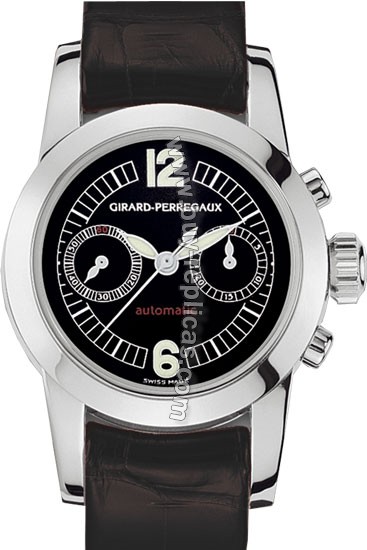 Girard Perragaux Collection Lady 18kt White Gold Black Leather Ladies Watch 80450.0.53.6056