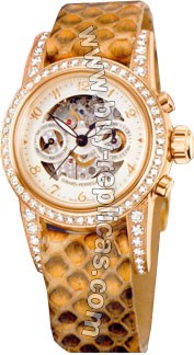 Girard Perragaux Collection Lady Diamond 18kt Rose Gold Brown Crocodile Ladies Watch 08046D0B52.1171