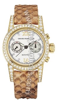 Girard Perragaux Collection Lady Diamond 18kt Yellow Gold Brown Crocodile Ladies Watch 08046D0A51.11M7