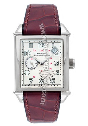 Girard Perregaux Vintage 1945 18kt White Gold Brown Leather Mens Watch 25850-0-53-1151