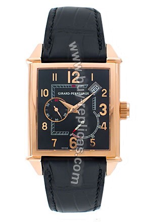 Girard Perregaux Vintage 1945 18kt Rose Gold Black Leather Mens Watch 25850-0-52-6456