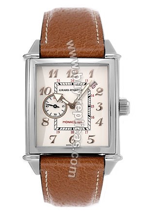 Girard Perregaux Vintage 1945 Stainless Steel Brown Leather Mens Watch 25830-11-821-TDCA