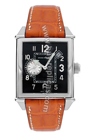 Girard Perregaux Vintage 1945 Stainless Steel Brown Leather Mens Watch 25830-0-11-6056