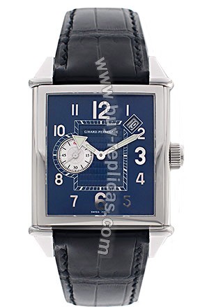 Girard Perregaux Vintage 1945 Stainless Steel Black Leather Mens Watch 25830-0-11-4054