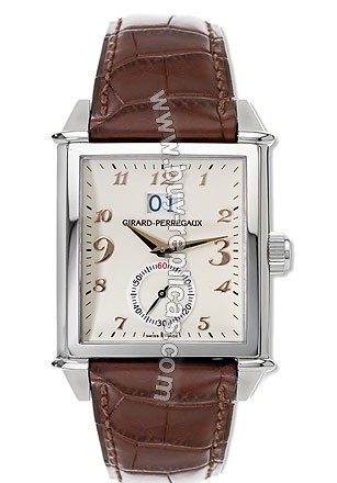 Girard Perregaux Vintage 1945 Stainless Steel Brown Leather Mens Watch 25805-11-822-BAEA