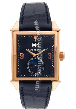 Girard Perregaux Vintage 1945 18kt Rose Gold Black Leather Mens Watch 25800-0-52-645