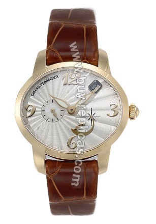 Girard Perragaux Cats Eye 18kt Yellow Gold Brown Leather Ladies Watch 80480-0-51-1151