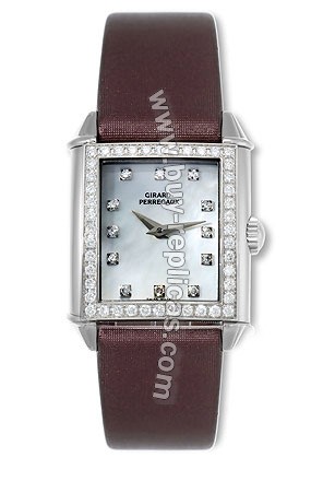 Girard Perregaux Vintage 1945 Diamond Stainless Steel Burgundy Satin Ladies Watch 02592-D0A11-720A