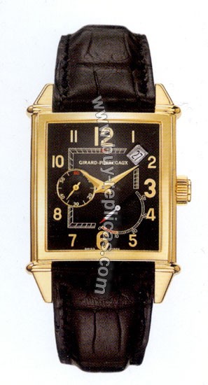 Girard Perragaux Vintage 1945 18kt Yellow Gold Black Leather Mens Watch 25850.0.51.6456