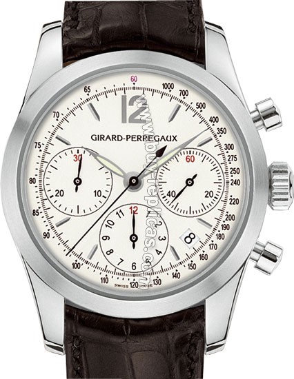 Girard Perragaux Sport Classique 18kt White Gold Black Leather Mens Watch 49560.0.53.8148