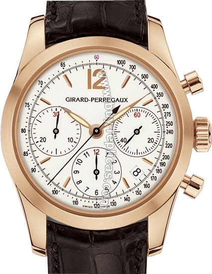 Girard Perragaux Sport Classique 18kt Rose Gold Black Leather Mens Watch 49560.0.52.8148