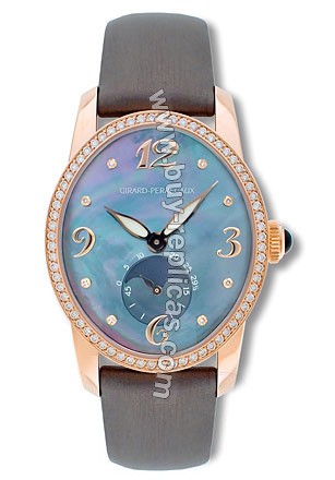 Girard Perragaux Cats Eye Diamond 18kt Rose Gold Brown Satin Ladies Watch 80490-D52-A261-KKI