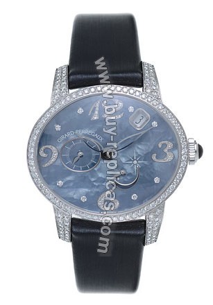 Girard Perragaux Cats Eye Diamond 18kt White Gold Black Satin Ladies Watch 80480-D53-P661-JK6