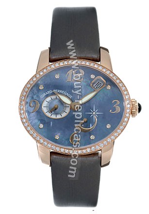 Girard Perragaux Cats Eye Diamond 18kt Rose Gold Brown Satin Ladies Watch 80480-D52-A261-KK2