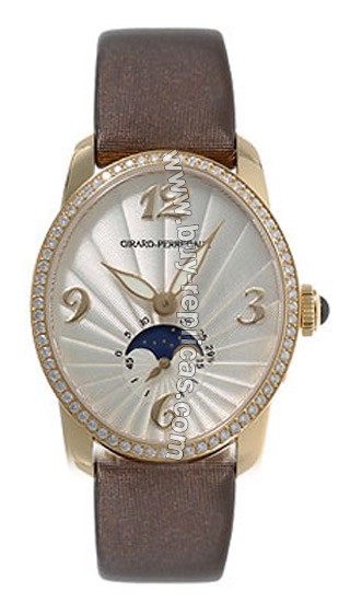 Girard Perragaux Cats Eye Diamond 18kt Yellow Gold Brown Satin Ladies Watch 08049-D0-A51-1151