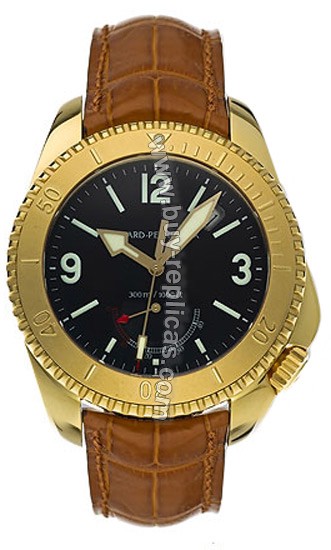 Girard Perragaux Seahawk II 18kt Yellow Gold Brown Leather Mens Watch 49920-0-51-6146