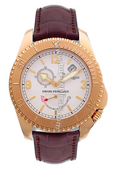 Girard Perragaux Seahawk II 18kt Rose Gold Brown Leather Mens Watch 49910-0-52-7147