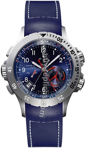 Hamilton Khaki Navy Regatta Alarm Blue Rubber Mens Watch H77614343