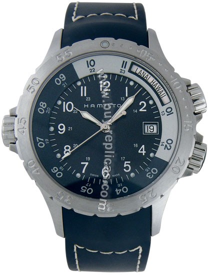 Hamilton Khaki Navy Sub Steel Blue Rubber Mens Watch H74541343