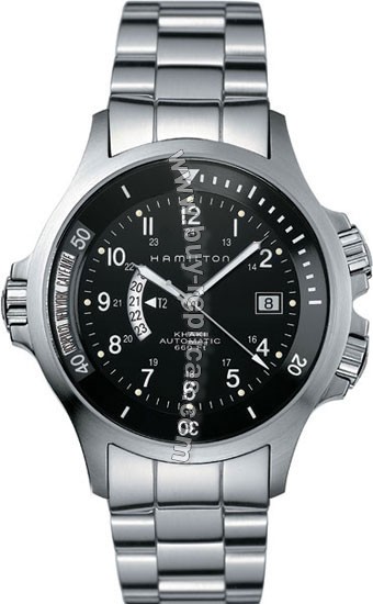 Hamilton Khaki Navy GMT Steel Black Mens Watch H77615133