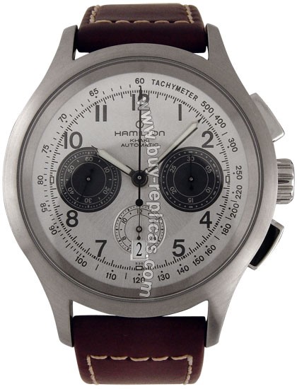 Hamilton Khaki Chrono Auto Steel Brown Leather Mens Watch H76516553