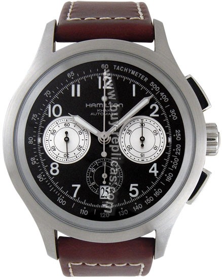 Hamilton Khaki Chrono Auto Steel Brown Leather Mens Watch H76516533