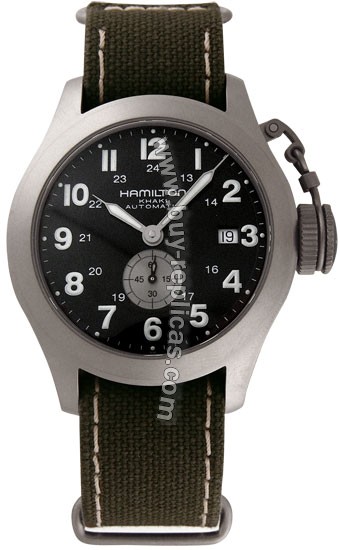 Hamilton Khaki Navy Frogman Titanium Green Canvas Mens Watch H77445533