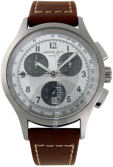 Hamilton Khaki Aviation Chrono Quartz Brown Leather Mens Watch H76412553