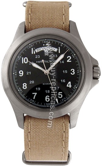 Hamilton Khaki King Quartz Beige Canvas Mens Watch H64451333