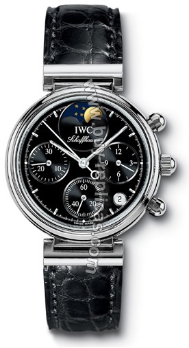 IWC Small Da Vinci Steel Moonphase Black Ladies Watch 3736-13