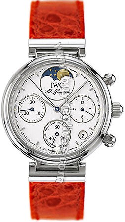 IWC Small Da Vinci Steel Moonphase Red Ladies Watch 3736-11