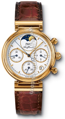 IWC Small Da Vinci 18kt Yellow Gold Moonphase Brown Ladies Watch 3736-01