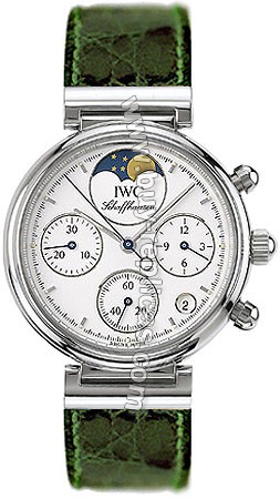 IWC Small Da Vinci Steel Moonphase Green Ladies Watch 3736-10