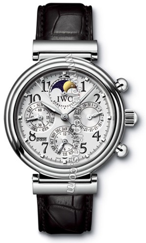 IWC Da Vinci Steel Moonphase Black Mens Watch 3758-03