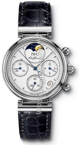 IWC Small Da Vinci Steel Moonphase Black Ladies Watch 3736-05