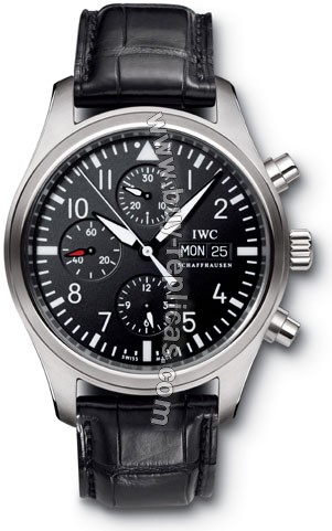 IWC Classic Pilot Chrono-Automatic Steel Black Mens Watch 3717-01