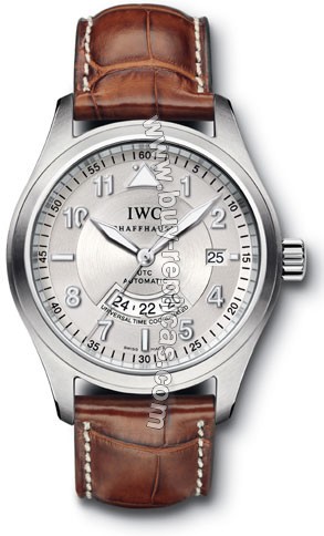 IWC Spitfire Pilot UTC Steel Brown Mens Watch 3251-10