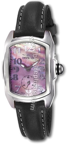 Invicta Women's Baby Lupah Black Leather Pink MOP Dial Watch 2351/BLK