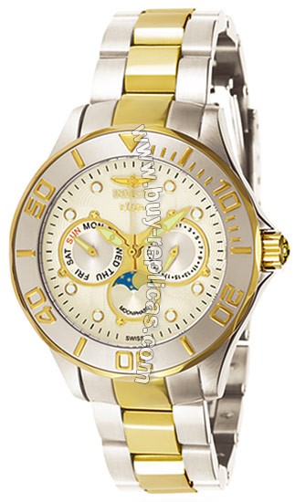 Invicta Diver Elite Moon Phase Two Tone Mens Watch 7089