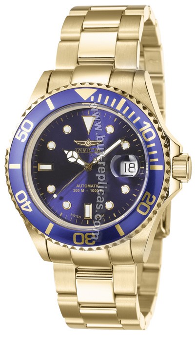 Invicta Swiss Pro Diver 300 18kt Gold Plated Mens Watch 4471