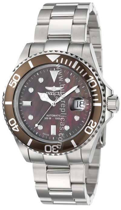 Invicta Swiss Pro Diver 300 Brown Mother of Pearl Mens Watch 4470