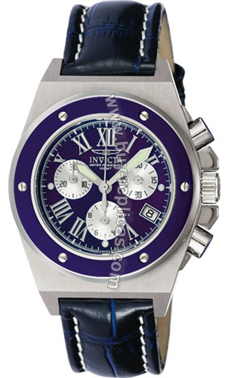 Invicta Men's chronograph leather and Stainless Steel Watch 3487